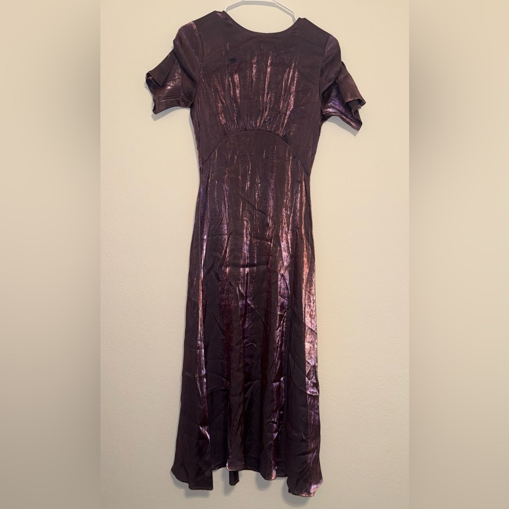 Storia Iridescent Purple Short Sleeve Maxi Dress